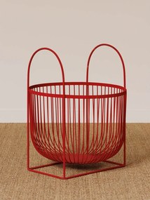 Cos depozitare rosu din metal, cu manere, Basket
