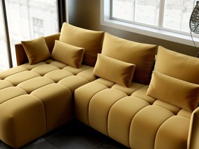 Colțar extensibil dumonde cu ladă de depozitare si sezut confortabil din spuma high-density, Malta Royal Muștar 235x185 cm