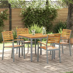 vidaXL Set de dining pentru grădină , 5 piese, din lemn solid de acacia și metal