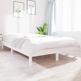 820552 vidaXL Cadru de pat, alb, 160x200 cm, lemn masiv de pin