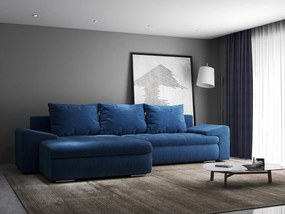 Colțar extensibil dumonde cu ladă de depozitare si sezut confortabil din spuma high-density, Leonardo Zoom Albastru 260x185 cm