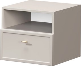 Noptieră suspendatăă cu sertar Lorini 45 cm - cashmere / mâner auriu T-bar