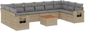 vidaXL Set canapele de grădină, 11 piese, cu perne, bej, poliratan