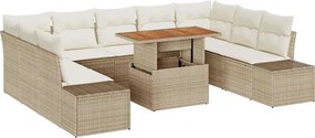 vidaXL Set de canapele pentru grădină 10 pcs Bej Rattan poli