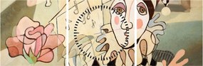 Tablou - Cubismul - arlechin și trandafir (cu ceas) (90x30 cm)