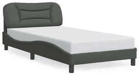 3207752 vidaXL Cadru de pat cu tăblie, gri închis, 100x200 cm, textil