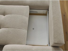 Colțar bej extensibil/cu spațiu de depozitare cu tapițerie din chenille (cu colț pe partea stângă/cu șezlong) Roxelane – Bobochic Paris