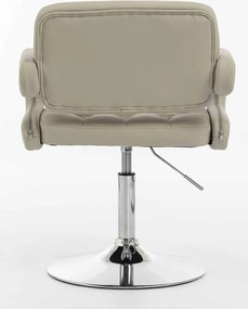 HR8403N Scaun Ecru Piele Ecologica Premium Soft cu Bază Cromata