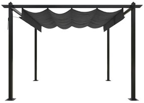 Pavilion de gradina, acoperis retractabil, antracit, 3x3 m Antracit, 3 x 3 x 2.2 m