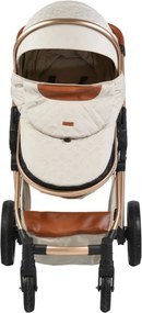 Carucior nou nascuti 2 in 1 NOVOKIDS™ Alma Gold PRO , Cu geanta bebe, Cadru Aluminiu , Amortizoare, Roti din cauciuc plin AVE, Landou, Modul sport,