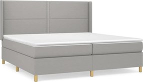 vidaXL Pat box spring cu saltea, gri deschis, 200x200 cm, textil