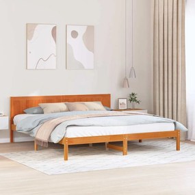 vidaXL Cadru de pat maro cerat Lemn masiv 200 x 200 cm Durabil