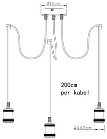 Lustră pe cablu Globo A32-3 OLIVER 3xE27/40W/230V spider