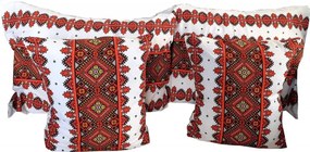 Set 4 perne decorative Casa Gino®, 2 perne 70X50, 2 perne 40X40, pentru living, bucatarie si dormitor, bumbac 100%, Motive traditionale si Rosu