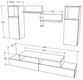 Living haaus Osaka, Antracit, L 190 cm