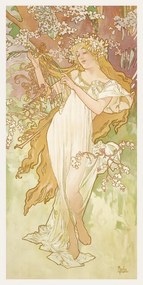 Reproducere The Seasons: Spring (Art Nouveau Portrait) - Alphonse Mucha