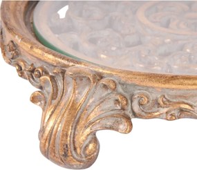 Tavă decorativă rotundă din polirășină și sticlă, auriu, 5 x 29 cm, „Rivage”