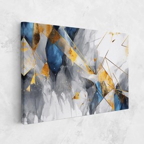 Tablou Canvas, 90x140cm, Dormitor si Living, Abstracte, Abstract cu linii, Abstract Gold Blue Pattern