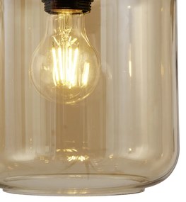 Lampă suspendată modernă neagră cu sticlă ambră cu 5 lumini - Sheena