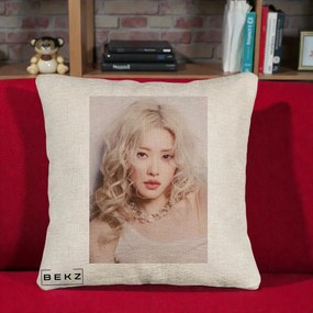 Perna Personalizata K-pop BLACKPINK Rose, 40x40 cm, Bej Canapea, Husa Detasabila, Perna Inclusa, BEKZ®