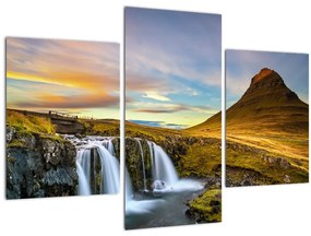 Tablou cu munții și cascade pe Islanda (90x60 cm)