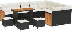 vidaXL Set de canapele pentru grădină 14 pcs Negru și Crem poliratan