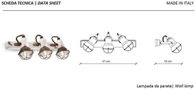 Aplica cu 3 spoturi design retro realizata manual din ceramica LOFT