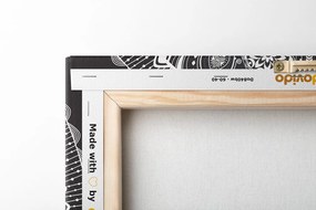 Tablou Mandala ornamentală cu dantelă în design alb-negru