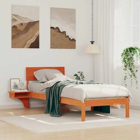 vidaXL Cadru de pat cu mese laterale Maro ceruit 75 x 190 cm