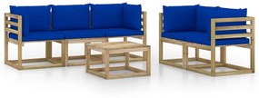 3065245 vidaXL Set mobilier de grădină cu perne albastre, 6 piese