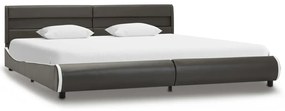 285031 vidaXL Cadru de pat cu LED, antracit, 180 x 200 cm, piele ecologică