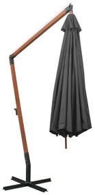 Umbrela suspendata cu stalp, antracit, 3,5x2,9 m, lemn brad Antracit, 3.5 x 2.9 m