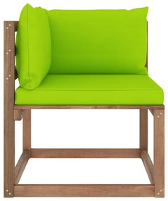 3067247 vidaXL Canapea de grădină din paleți colțar, cu perne verde aprins