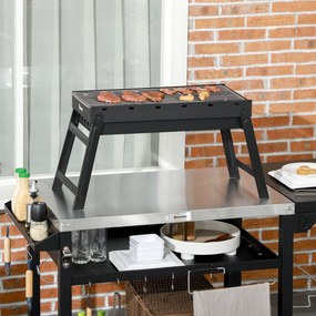 Outsunny Grătar la cărbuni de lemn pliabil portabil Grătar BBQ pe picioare cu tava de cărbuni detasabila 74L x 30l x 37H cm | Aosom Romania