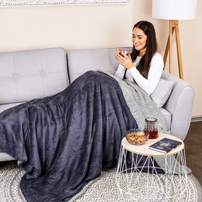 Pătură din imitație de blăniță 4Home, grideschis/antracit, 150 x 200 cm