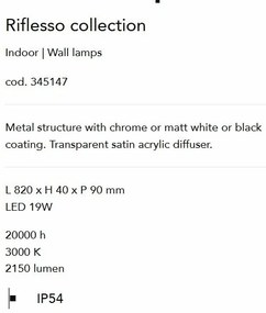 Aplica LED pentru oglinda baie IP54, RIFLESSO AP D82 negru