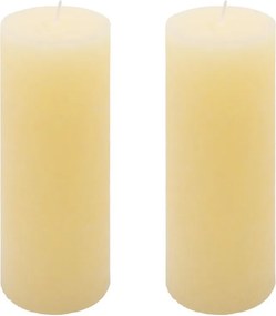 Set de lumânări rustice, 20 cm, Ø 7,5 cm, crem, 2 buc