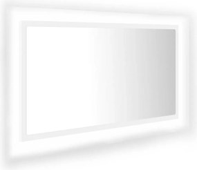 vidaXL Oglindă de baie cu LED, alb, 80x8,5x37 cm, acril