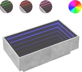 vidaXL Măsuță de cafea cu LED, gri beton, 90x50x30 cm, lemn prelucrat