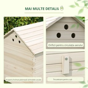 PawHut Adăpost pentru rațe cu acoperiș rabatabil, coteț pentru păsări cu podea ridicată și rampă, lemn de brad, 100 x 82,5 x 91 cm | Aosom Romania