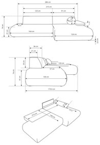 Colțar extensibil PRATO, tip L, stânga, bej, cu spațiu de depozitare