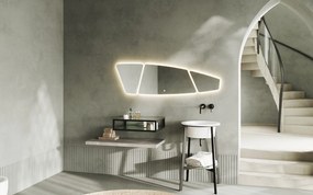 Oglindă lemn masiv cu iluminare LED si acționare touch 150x42cm