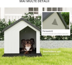 PawHut Niche pentru câine pentru exterior, adăpost impermeabil cu fereastră, din plastic, 62lungime x 61Lățime x 60Înălțime cm, gri | Aosom Romania