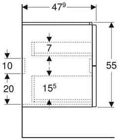 Dulap baza suspendat Geberit Modo 2 sertare alb lucios 60 cm