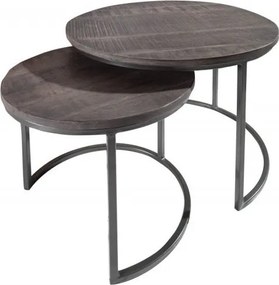 Set de 2 masute design industrial Elements Mango gri