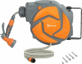 DURHAND Furtun retractabil de perete cu derulator 10+1 m, retragere automată și duză cu 7 funcții, rotire 180° | Aosom Romania