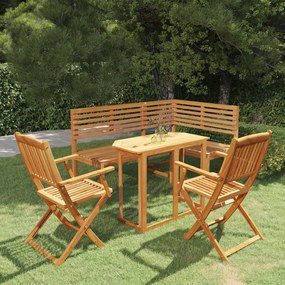 Set mobilier bistro, 4 piese, lemn masiv de acacia Maro, Cu cotiera  , 4