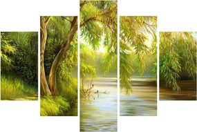 Tablou - Salcie lângă lac, pictură în ulei (150x105 cm)