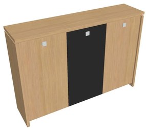 Dulap mediu pentru haine Verno 188 x 46 x 130 cm, uși combinate, stejar deschis / negru