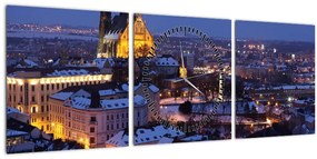 Tablou - Catedrala Sf. Peter și Paul, Brno, Republica Cehă (cu ceas) (90x30 cm)